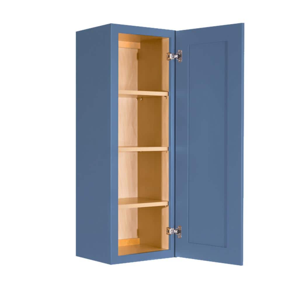 LIFEART CABINETRY Lancaster Blue Plywood Shaker Stock Assembled Wall Kitchen Cabinet 9 in. W x 42 in. H x 12 in. D
