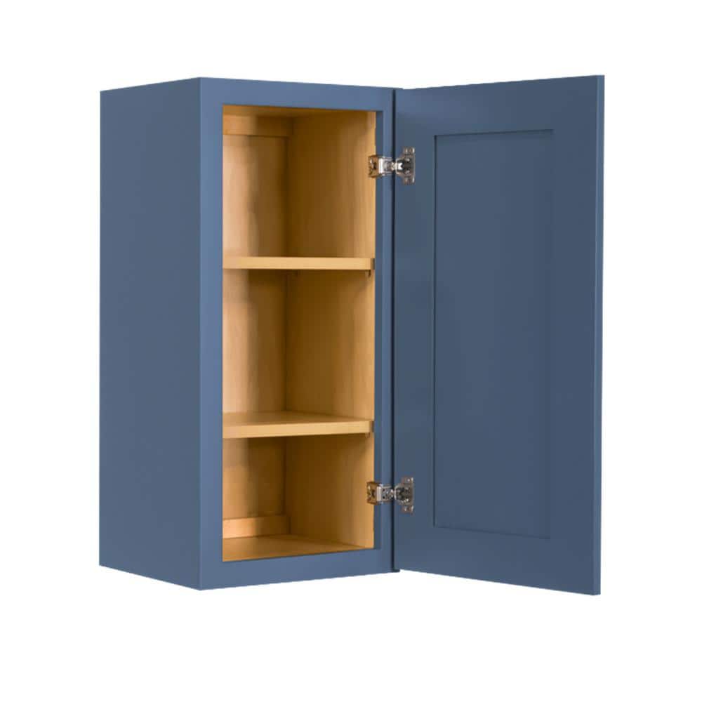 LIFEART CABINETRY Lancaster Blue Plywood Shaker Stock Assembled Wall Kitchen Cabinet 18 in. W x 30 in. H x 12 in. D