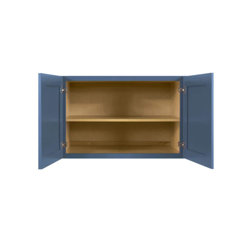LIFEART CABINETRY Lancaster Blue Plywood Shaker Stock Assembled Wall Kitchen Cabinet 30 in. W x 24 in. H x 12 in. D