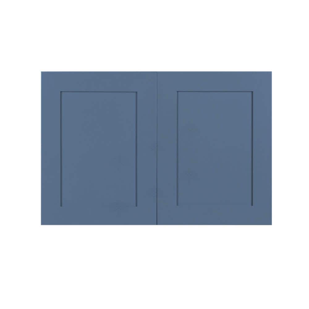 LIFEART CABINETRY Lancaster Blue Plywood Shaker Stock Assembled Wall Kitchen Cabinet 36 in. W x 24 in. H x 12 in. D