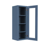 LIFEART CABINETRY Lancaster Blue Plywood Shaker Stock Assembled Wall Glass-Door Kitchen Cabinet 12 in. W x 12 in. D x 42 in. H