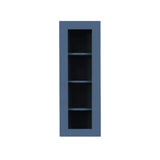 LIFEART CABINETRY Lancaster Blue Plywood Shaker Stock Assembled Wall Glass-Door Kitchen Cabinet 18 in. W x 12 in. D x 42 in. H