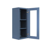 LIFEART CABINETRY Lancaster Blue Plywood Shaker Stock Assembled Wall Glass-Door Kitchen Cabinet 21 in. W x 12 in. D x 30 in. H