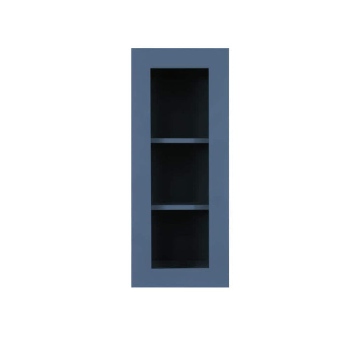 LIFEART CABINETRY Lancaster Blue Plywood Shaker Stock Assembled Wall Glass-Door Kitchen Cabinet 21 in. W x 12 in. D x 30 in. H