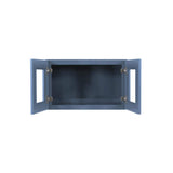 LIFEART CABINETRY Lancaster Blue Plywood Shaker Stock Assembled Wall Glass-Door Kitchen Cabinet 24 in. W x 12 in. D x 18 in. H