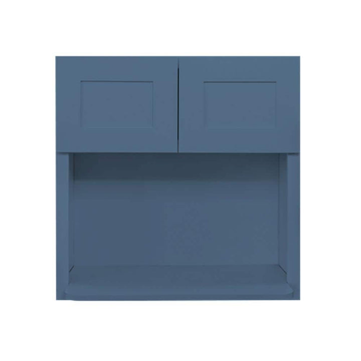 LIFEART CABINETRY Lancaster Blue Plywood Shaker Stock Assembled Wall Microwave Kitchen Cabinet 30 in. W x 42 in. D H x 12 in. D
