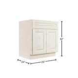 LIFEART CABINETRY Princeton Assembled 24 in. x 34.5 in. x 24 in. Base Cabinet with 2-Doors and 1-Drawer in Off-White