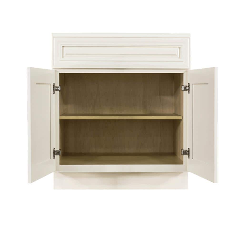LIFEART CABINETRY Princeton Assembled 24 in. x 34.5 in. x 24 in. Base Cabinet with 2-Doors and 1-Drawer in Off-White