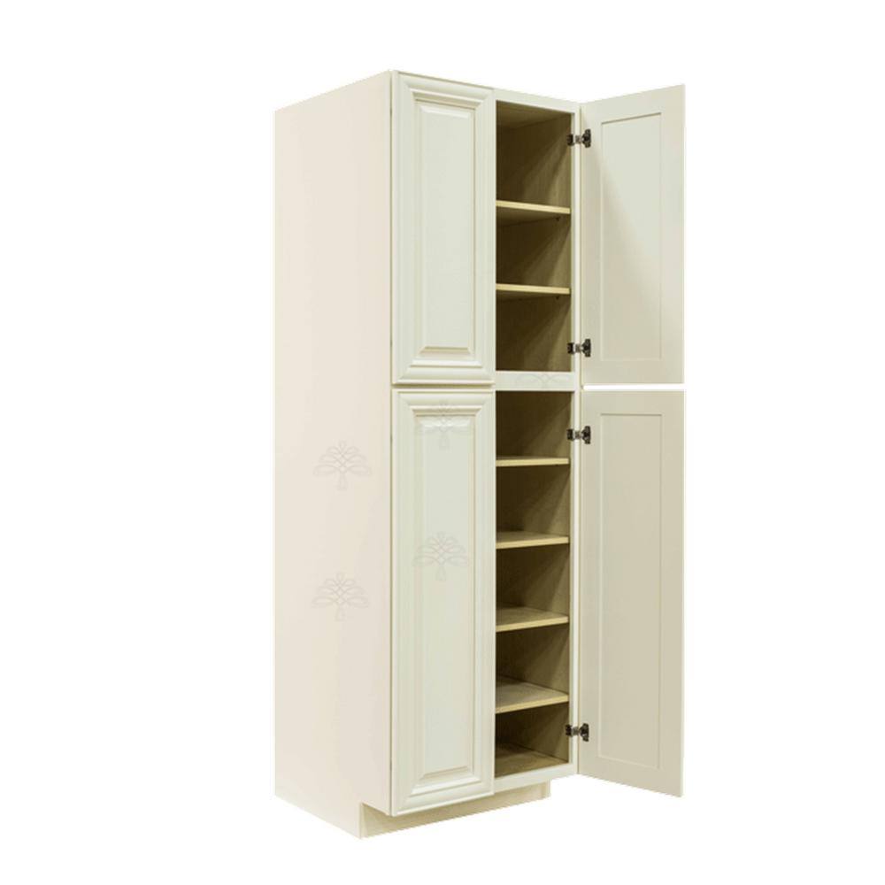 LIFEART CABINETRY Princeton Assembled 30 in. x 90 in. x 27 in. Tall Pantry with 4-Doors in Off-White