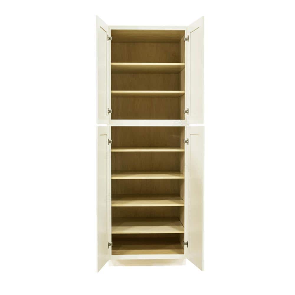 LIFEART CABINETRY Princeton Assembled 30 in. x 90 in. x 27 in. Tall Pantry with 4-Doors in Off-White