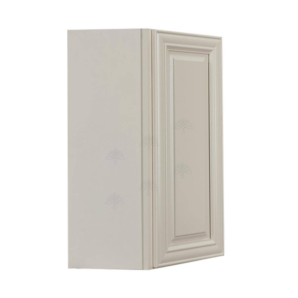LIFEART CABINETRY Princeton Assembled 24 in. x 30 in. x 12 in. Wall Diagonal Corner Cabinet with 1-Door 2-Shelves in Off-White