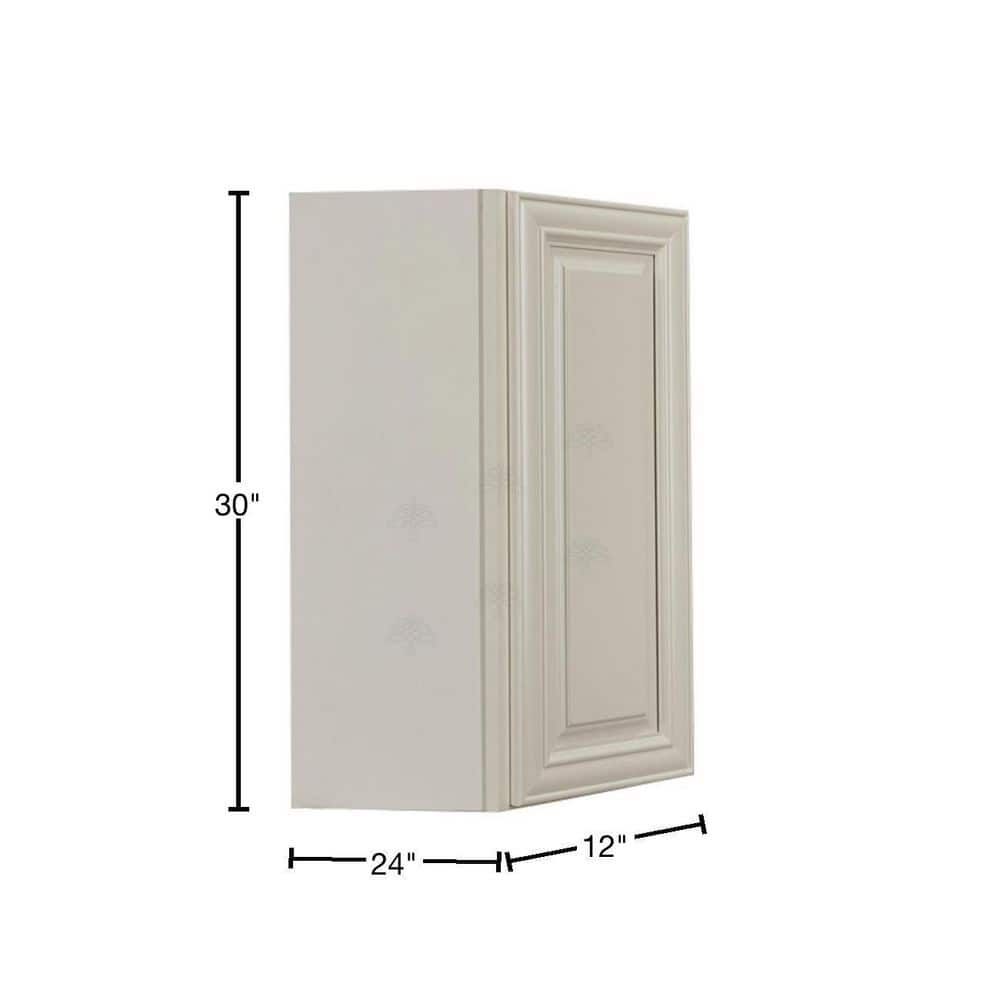 LIFEART CABINETRY Princeton Assembled 24 in. x 30 in. x 12 in. Wall Diagonal Corner Cabinet with 1-Door 2-Shelves in Off-White
