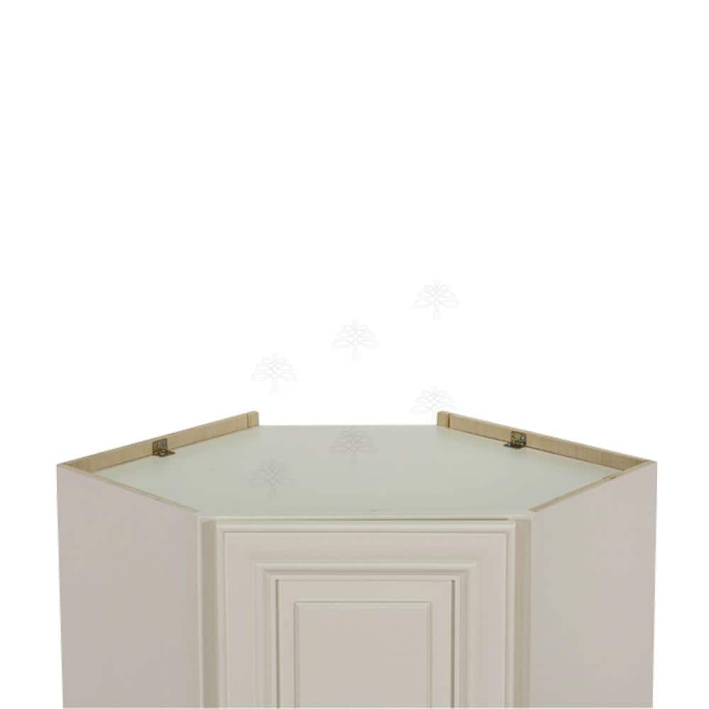 LIFEART CABINETRY Princeton Assembled 24 in. x 30 in. x 12 in. Wall Diagonal Corner Cabinet with 1-Door 2-Shelves in Off-White
