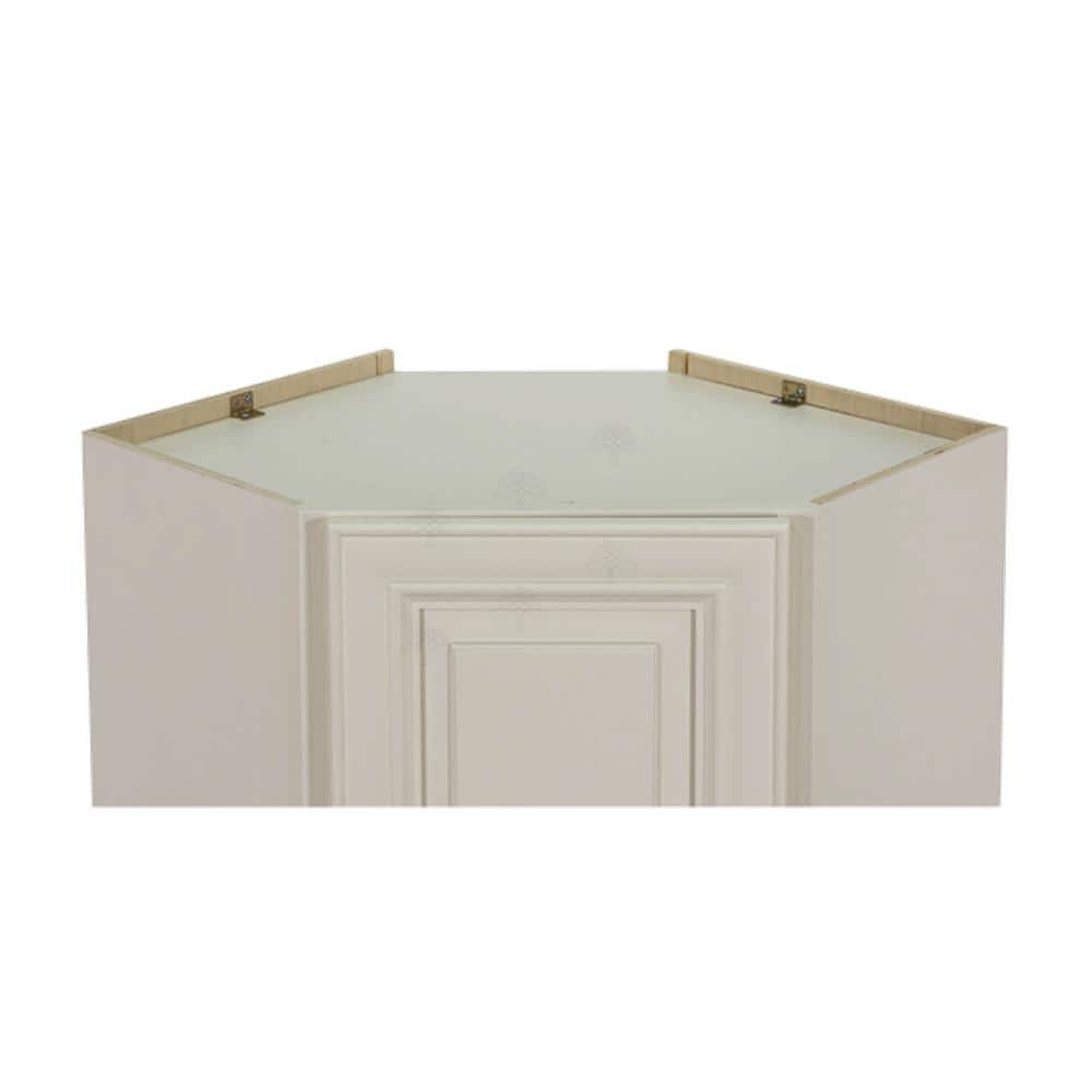 LIFEART CABINETRY Princeton Assembled 24 in. x 36 in. x 15 in. Wall Diagonal Corner Cabinet with 1-Door 2-Shelves in Off-White