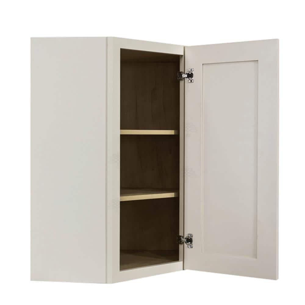 LIFEART CABINETRY Princeton Assembled 24 in. x 36 in. x 15 in. Wall Diagonal Corner Cabinet with 1-Door 2-Shelves in Off-White