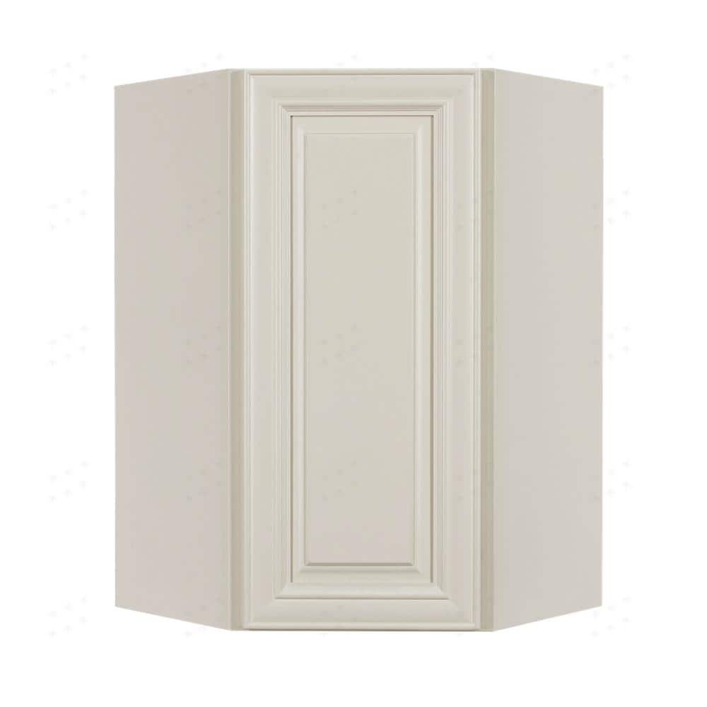 LIFEART CABINETRY Princeton Assembled 24 in. x 36 in. x 15 in. Wall Diagonal Corner Cabinet with 1-Door 2-Shelves in Off-White