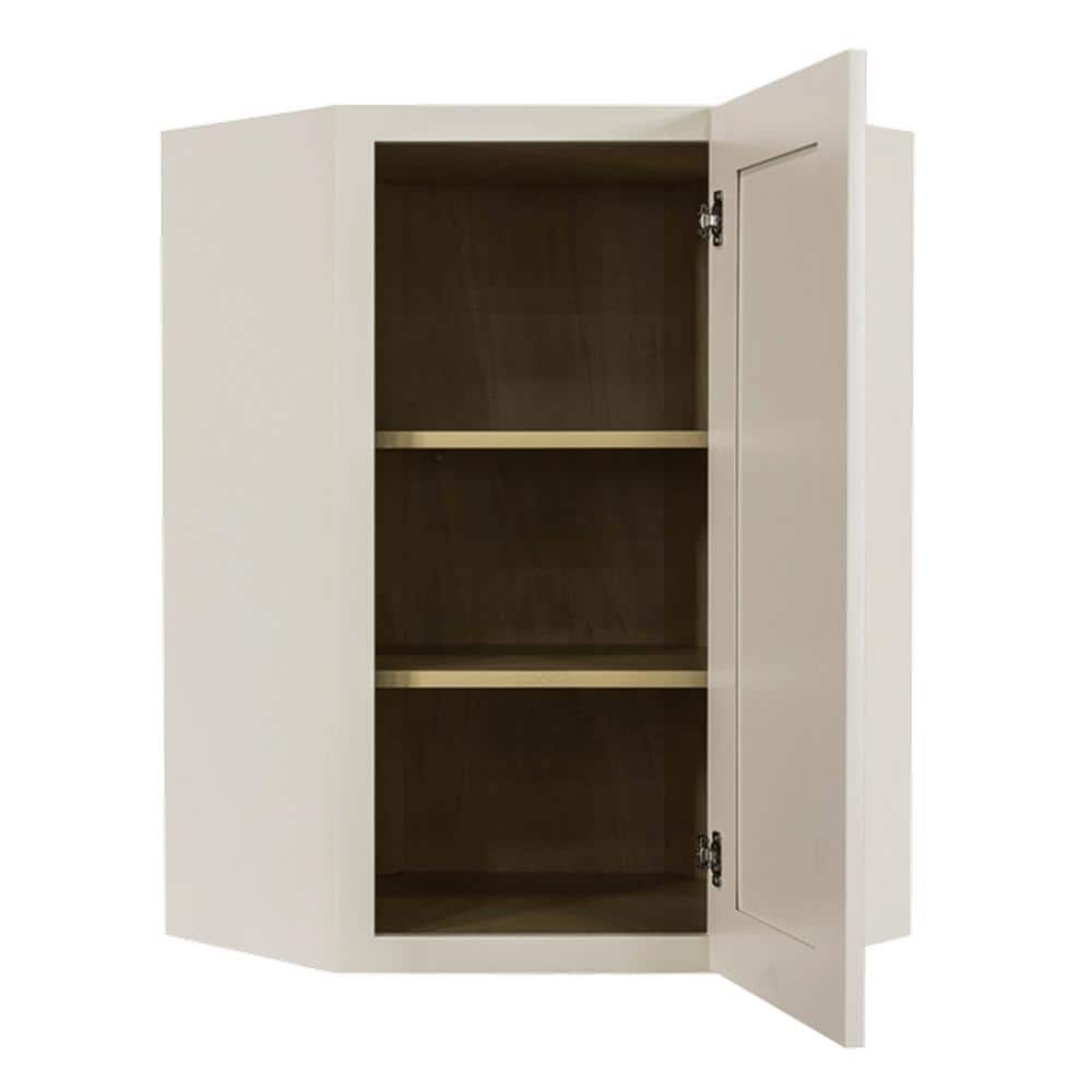 LIFEART CABINETRY Princeton Assembled 24 in. x 36 in. x 15 in. Wall Diagonal Corner Cabinet with 1-Door 2-Shelves in Off-White