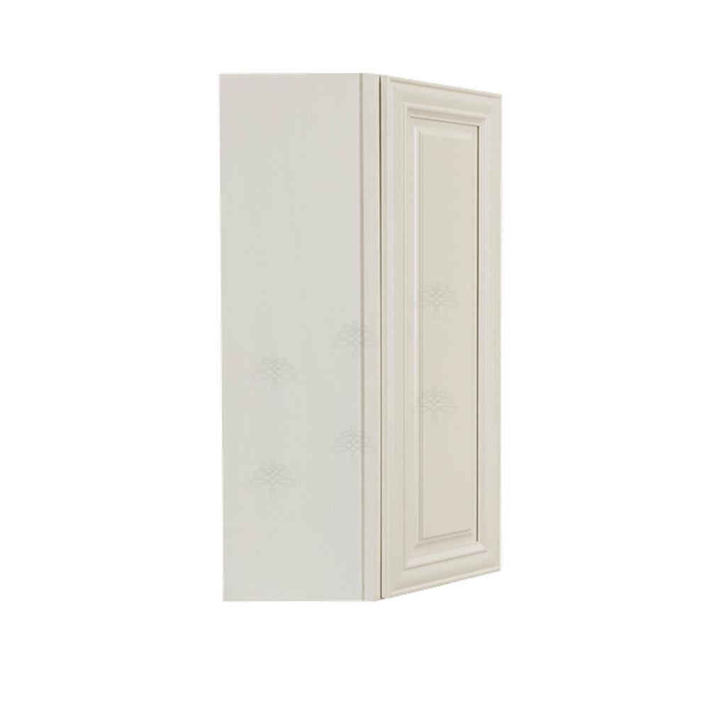 LIFEART CABINETRY Princeton Assembled 24 in. x 42 in. x 12 in. Wall Diagonal Corner Cabinet with 1-Door 3-Shelves in Off-White