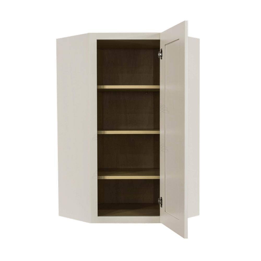 LIFEART CABINETRY Princeton Assembled 24 in. x 42 in. x 12 in. Wall Diagonal Corner Cabinet with 1-Door 3-Shelves in Off-White