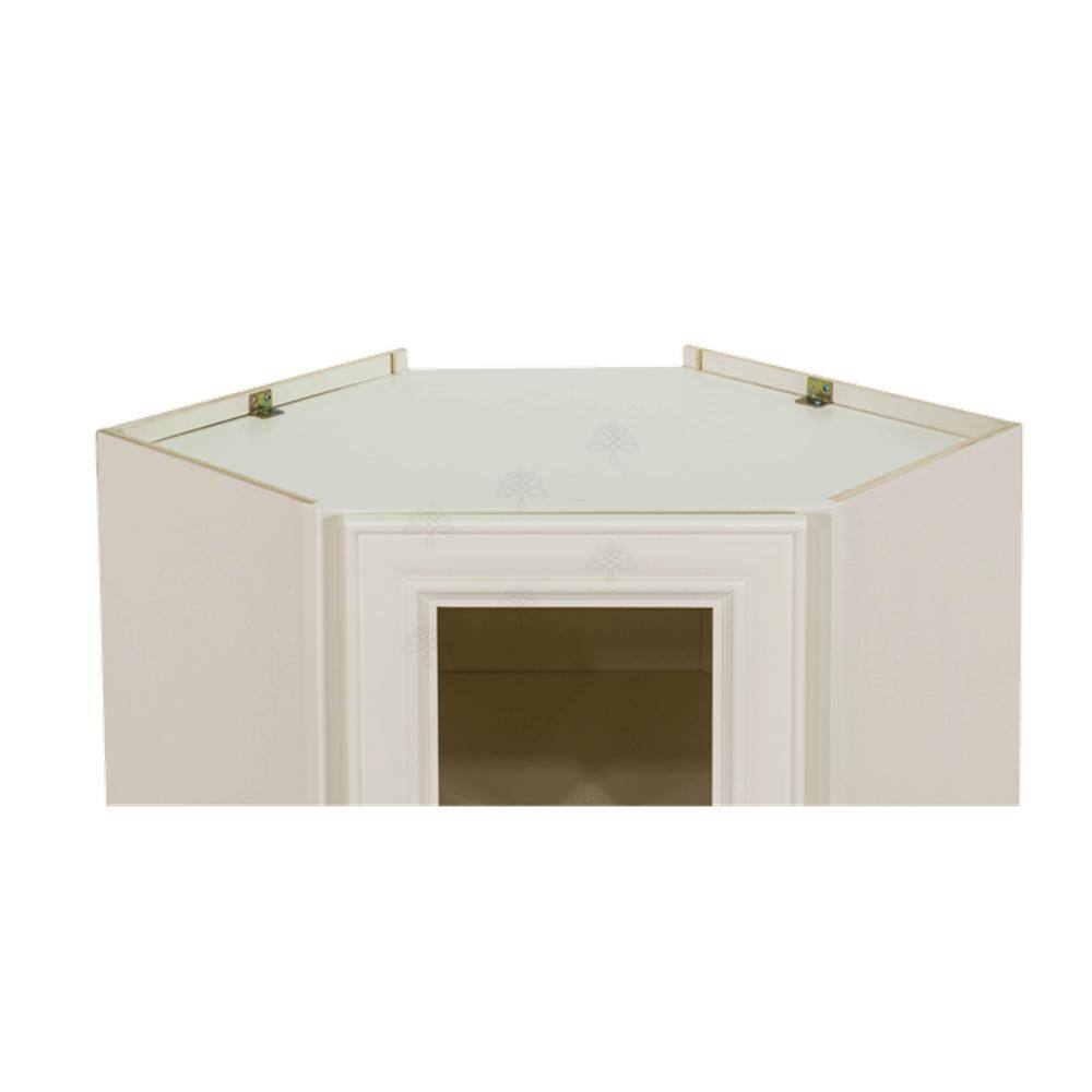 LIFEART CABINETRY Princeton Assembled 24 in. x 36 in. x 15 in. Wall Diagonal Mullion Door Cabinet with 1-Door 2-Shelves in Off-White
