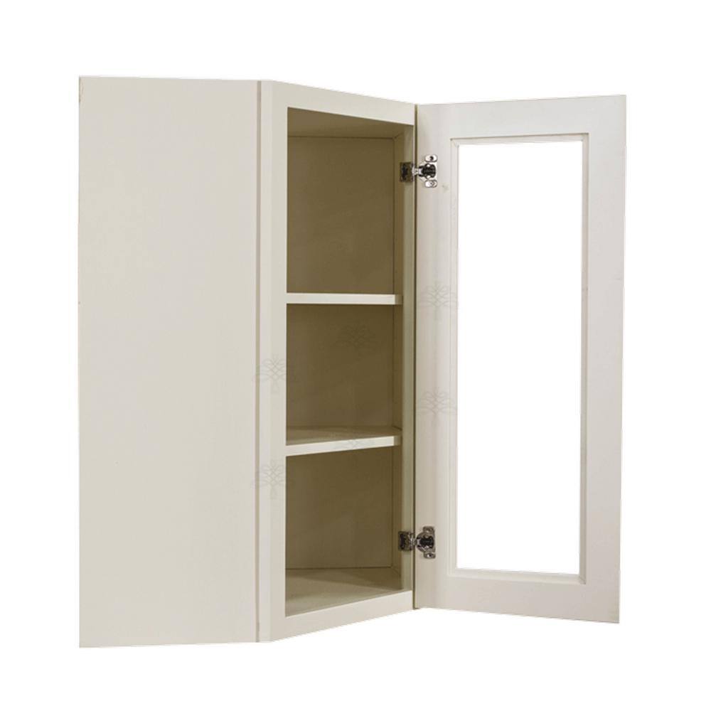 LIFEART CABINETRY Princeton Assembled 24 in. x 36 in. x 15 in. Wall Diagonal Mullion Door Cabinet with 1-Door 2-Shelves in Off-White