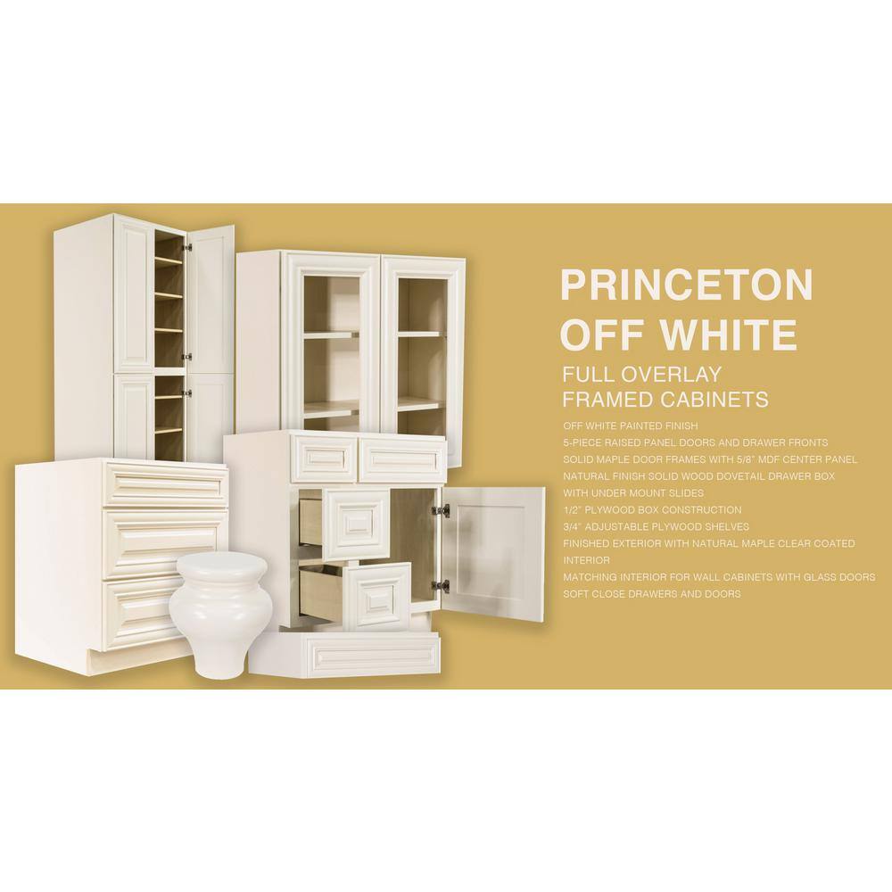 LIFEART CABINETRY Princeton Assembled 24 in. x 36 in. x 15 in. Wall Diagonal Mullion Door Cabinet with 1-Door 2-Shelves in Off-White