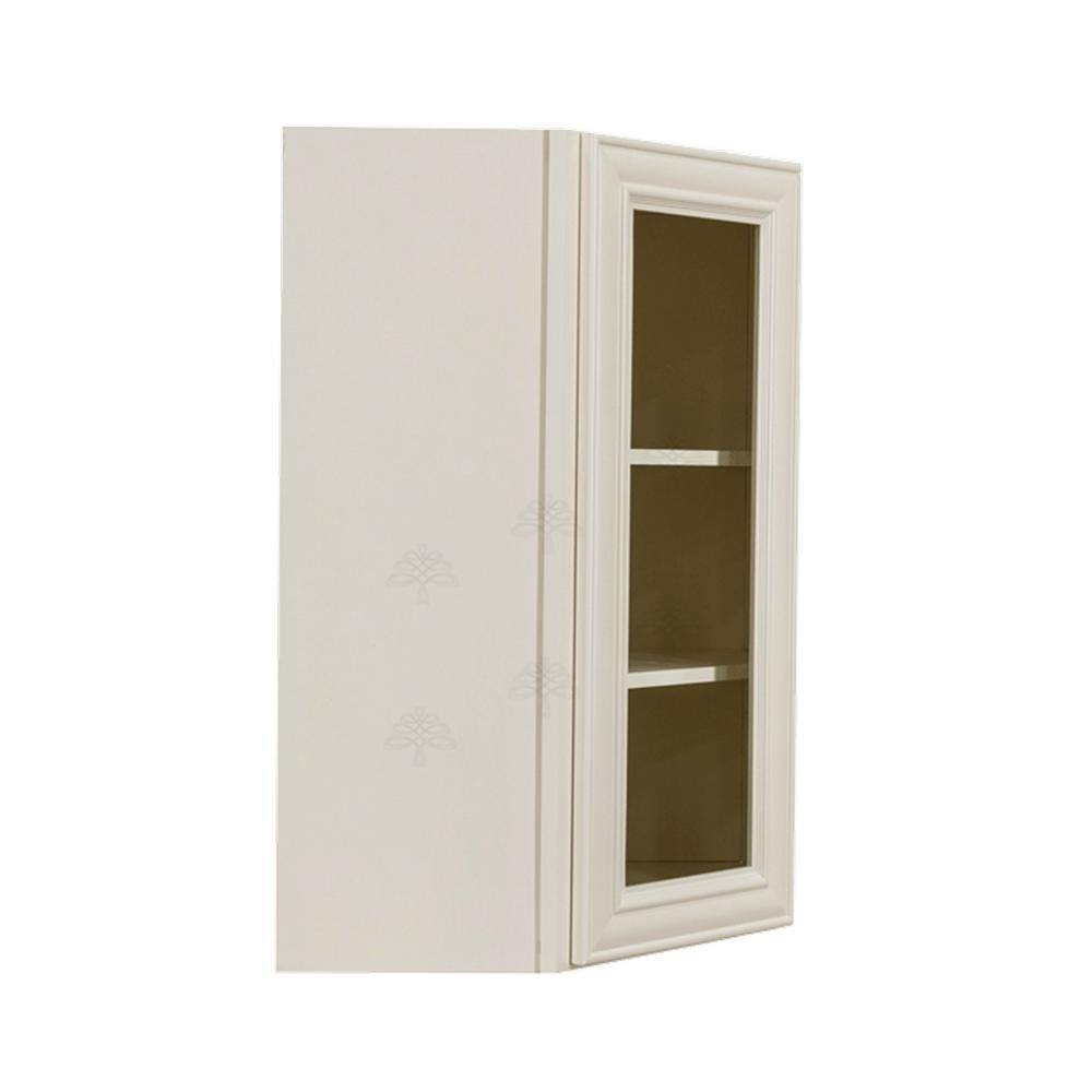 LIFEART CABINETRY Princeton Assembled 24 in. x 30 in. x 12 in. Wall Diagonal Mullion Door Cabinet with 1-Door 2-Shelves in Off-White
