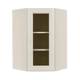LIFEART CABINETRY Princeton Assembled 24 in. x 30 in. x 12 in. Wall Diagonal Mullion Door Cabinet with 1-Door 2-Shelves in Off-White