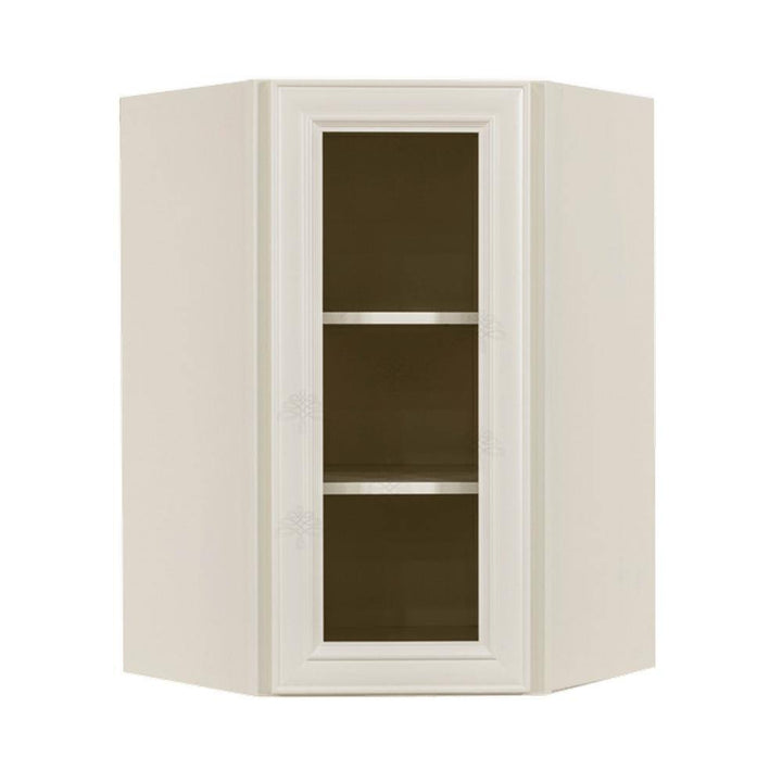 LIFEART CABINETRY Princeton Assembled 24 in. x 30 in. x 12 in. Wall Diagonal Mullion Door Cabinet with 1-Door 2-Shelves in Off-White