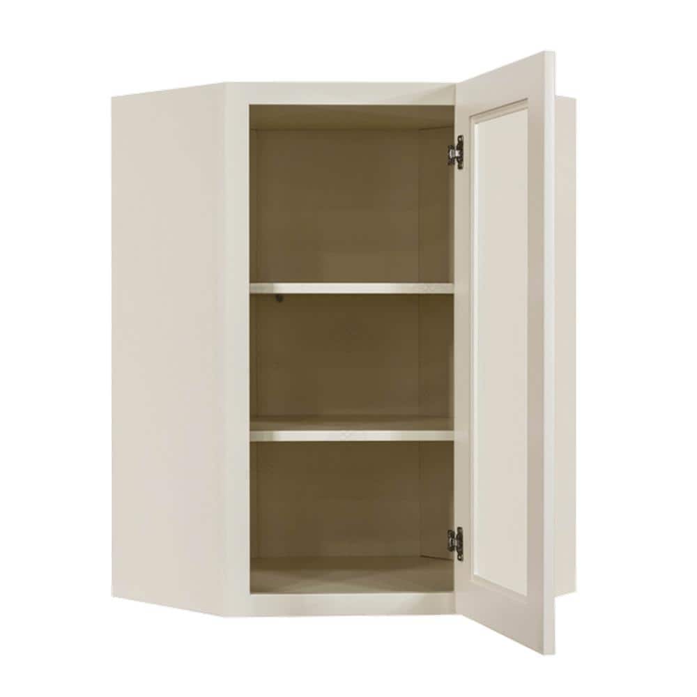 LIFEART CABINETRY Princeton Assembled 24 in. x 30 in. x 12 in. Wall Diagonal Mullion Door Cabinet with 1-Door 2-Shelves in Off-White