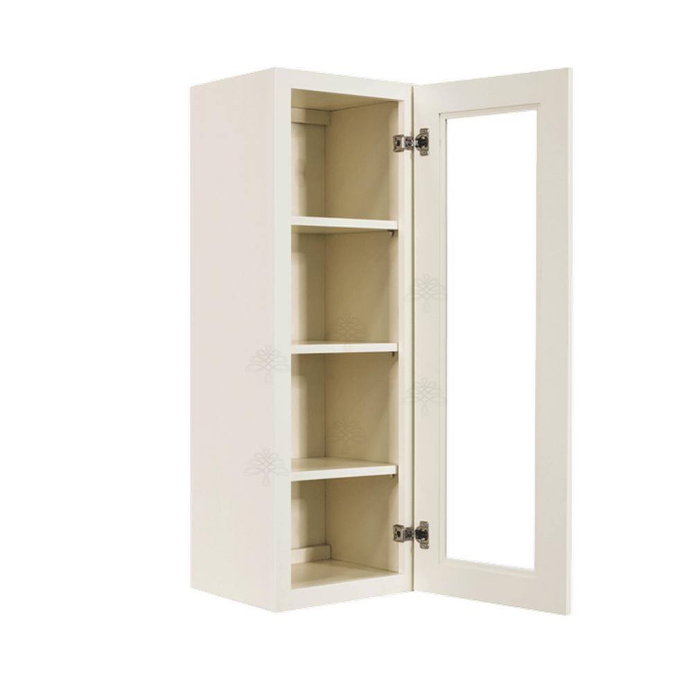 LIFEART CABINETRY Princeton Assembled 12 in. x 42 in. x 12 in. Wall Mullion Door Cabinet with 1-Door 3-Shelves in Off-White