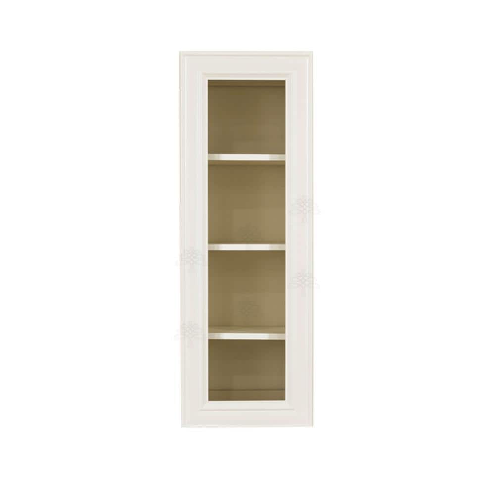 LIFEART CABINETRY Princeton Assembled 12 in. x 42 in. x 12 in. Wall Mullion Door Cabinet with 1-Door 3-Shelves in Off-White