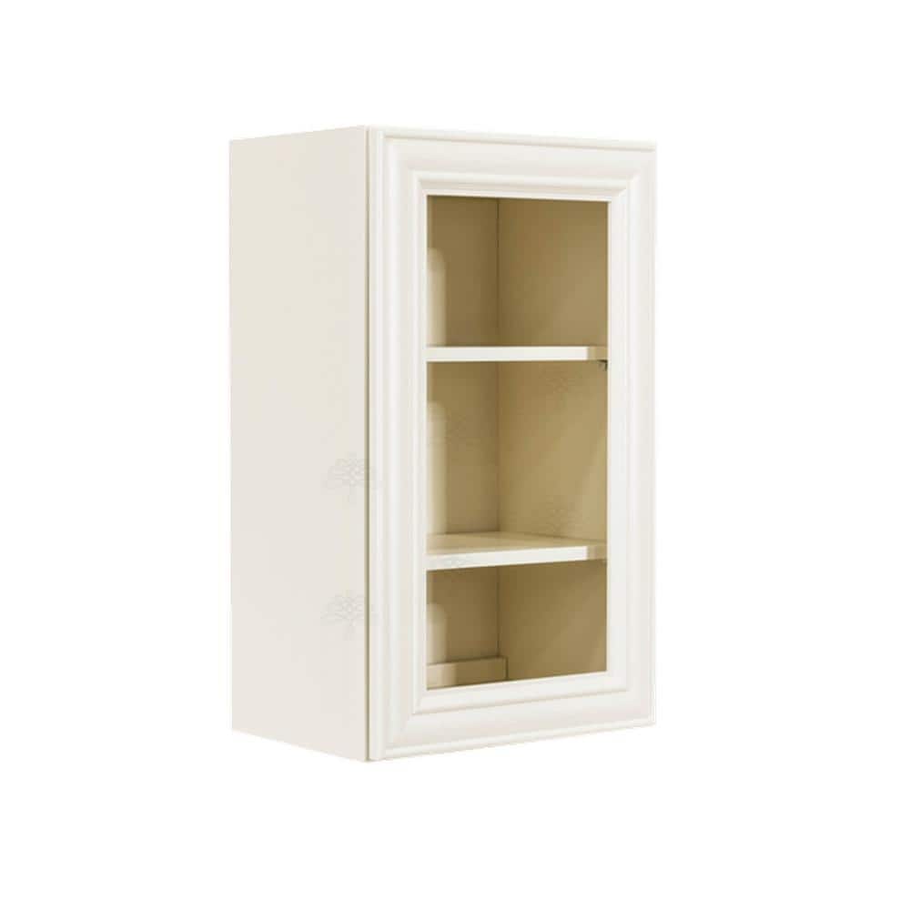 LIFEART CABINETRY Princeton Assembled 15 in. x 30 in. x 12 in. Wall Mullion Door Cabinet with 1-Door 2-Shelves in Off-White