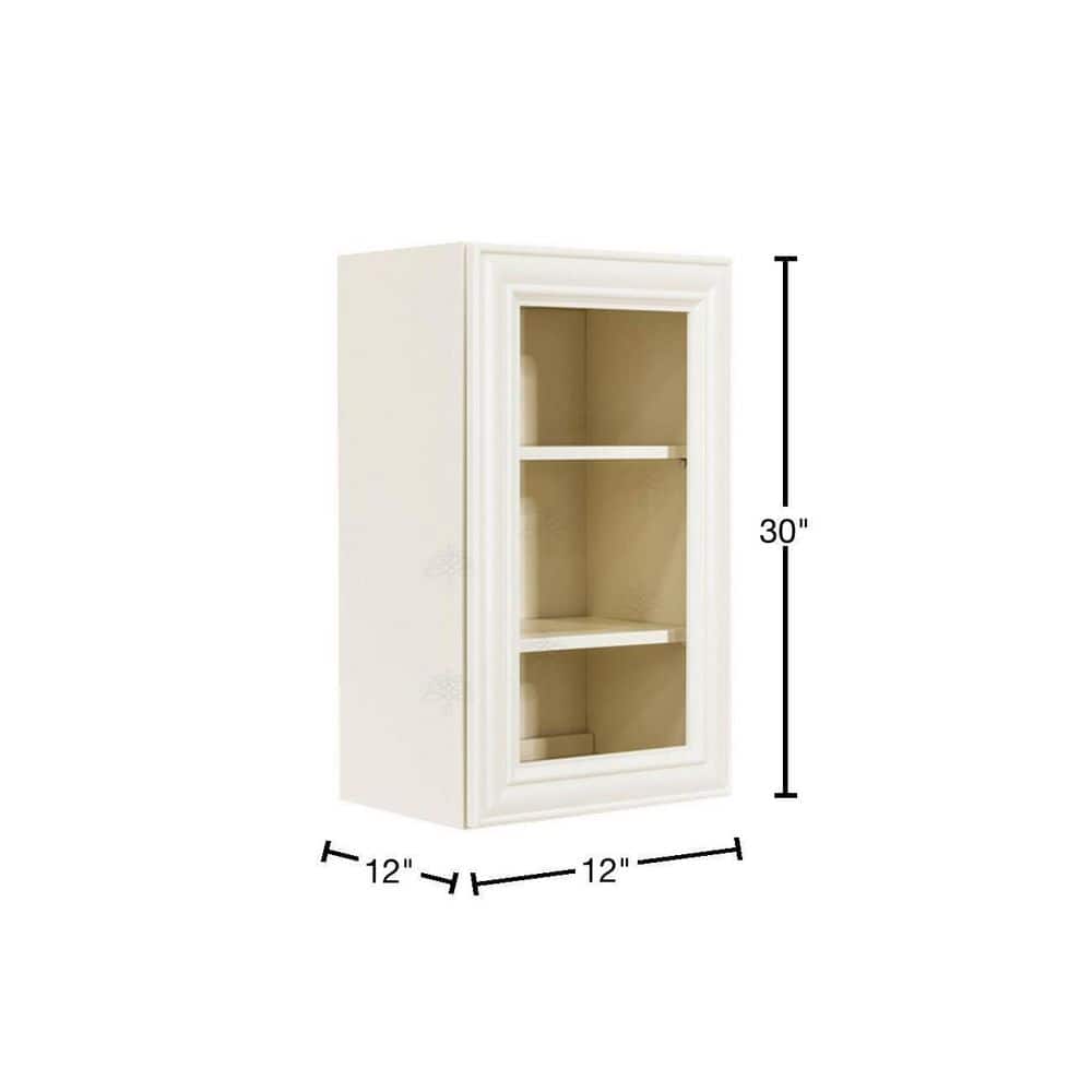 LIFEART CABINETRY Princeton Assembled 15 in. x 30 in. x 12 in. Wall Mullion Door Cabinet with 1-Door 2-Shelves in Off-White
