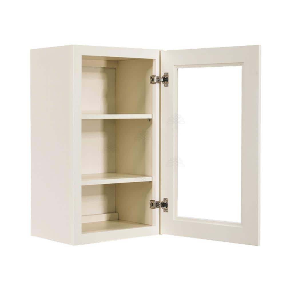 LIFEART CABINETRY Princeton Assembled 15 in. x 30 in. x 12 in. Wall Mullion Door Cabinet with 1-Door 2-Shelves in Off-White
