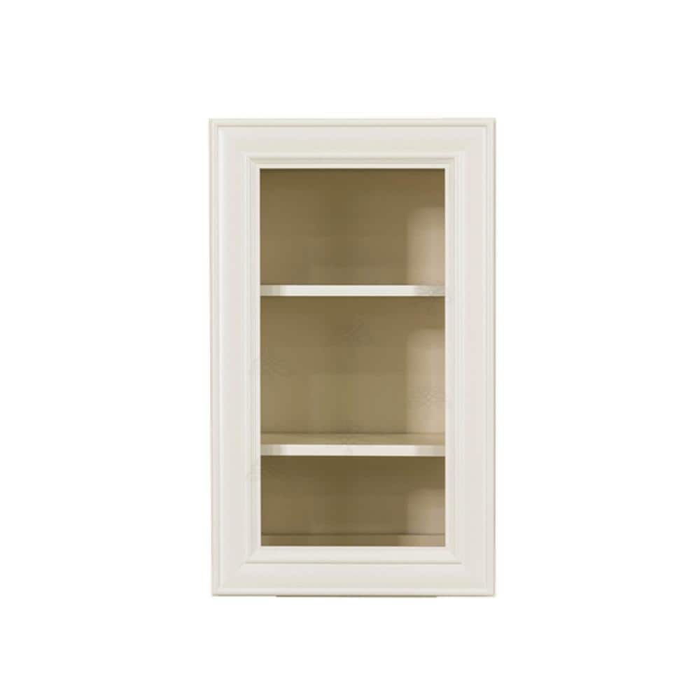 LIFEART CABINETRY Princeton Assembled 15 in. x 30 in. x 12 in. Wall Mullion Door Cabinet with 1-Door 2-Shelves in Off-White