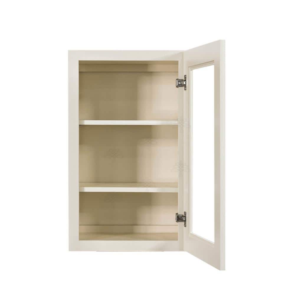 LIFEART CABINETRY Princeton Assembled 15 in. x 30 in. x 12 in. Wall Mullion Door Cabinet with 1-Door 2-Shelves in Off-White