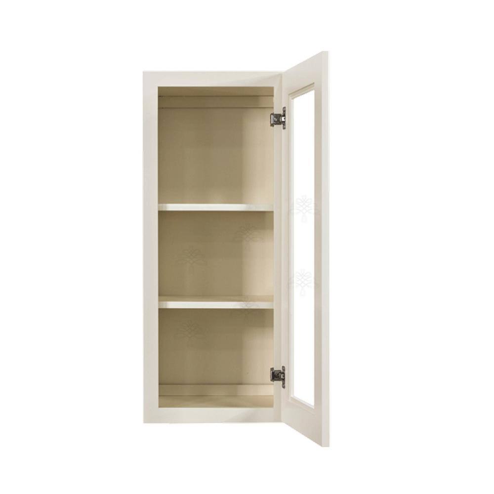 LIFEART CABINETRY Princeton Assembled 15 in. x 36 in. x 12 in. Wall Mullion Door Cabinet with 1-Door 2-Shelves in Off-White