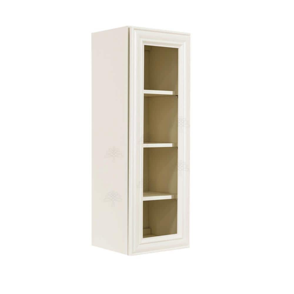 LIFEART CABINETRY Princeton Assembled 18 in. x 42 in. x 12 in. Wall Mullion Door Cabinet with 1-Door 3-Shelves in Off-White