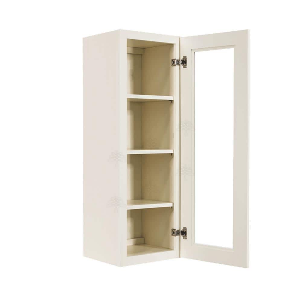 LIFEART CABINETRY Princeton Assembled 18 in. x 42 in. x 12 in. Wall Mullion Door Cabinet with 1-Door 3-Shelves in Off-White