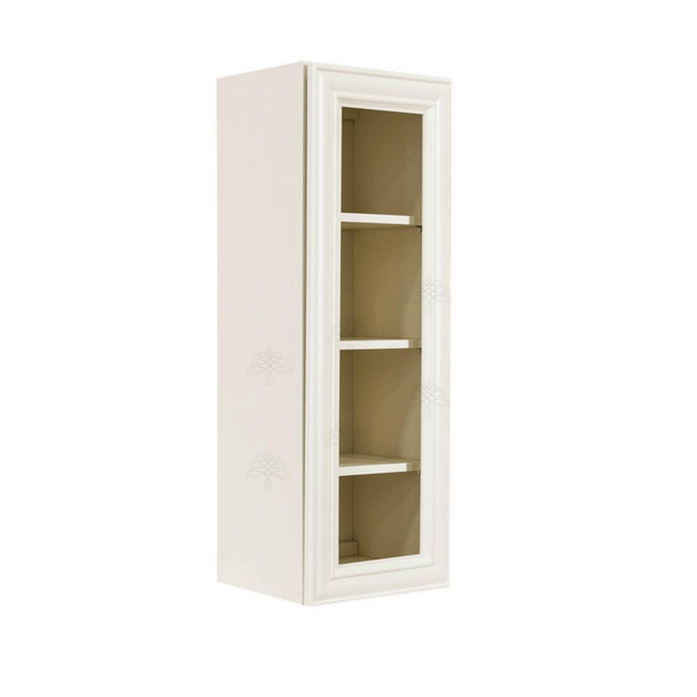 LIFEART CABINETRY Princeton Assembled 21 in. x 42 in. x 12 in. Wall Mullion Door Cabinet with 1-Door 3-Shelves in Off-White