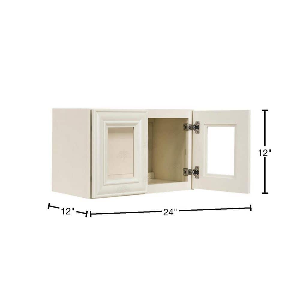 LIFEART CABINETRY Princeton Assembled 24 in. x 12 in. x 12 in. Wall Mullion Door Cabinet with 2-Door in Off-White
