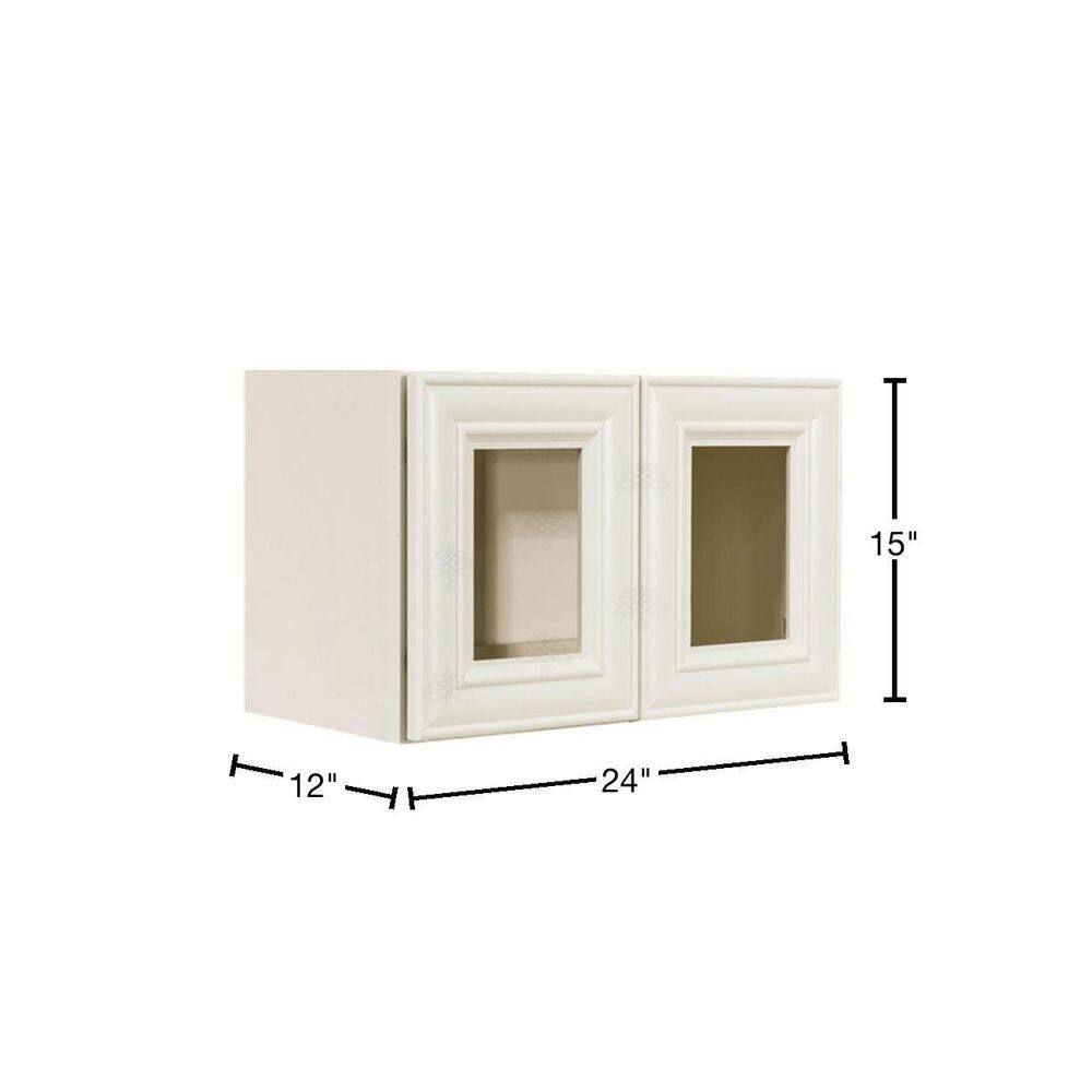 LIFEART CABINETRY Princeton Assembled 24 in. x 15 in. x 12 in. Wall Mullion Door Cabinet with 2-Door in Off-White