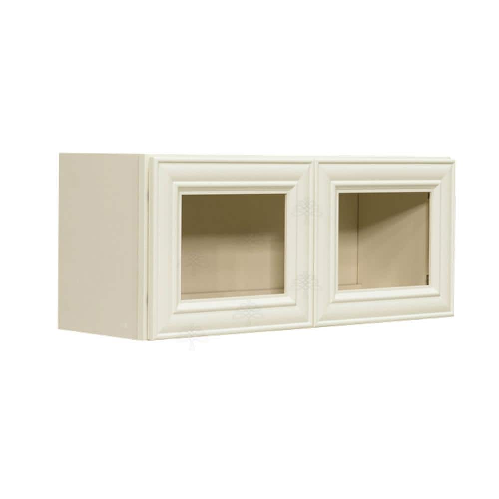 LIFEART CABINETRY Princeton Assembled 30 in. x 15 in. x 12 in. Wall Mullion Door Cabinet with 2-Door in Off-White