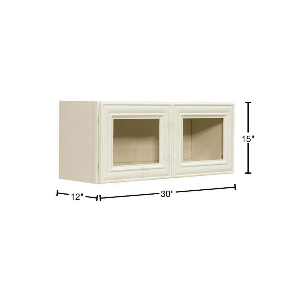 LIFEART CABINETRY Princeton Assembled 30 in. x 15 in. x 12 in. Wall Mullion Door Cabinet with 2-Door in Off-White