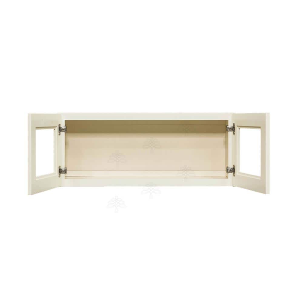 LIFEART CABINETRY Princeton Assembled 30 in. x 15 in. x 12 in. Wall Mullion Door Cabinet with 2-Door in Off-White