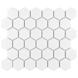 Merola Tile Metro Hex 2 in. Matte White Porcelain Mosaic Tile, 11-1/8 in. x 12-5/8 in. x 6 mm (9.96 sq. ft. per case)