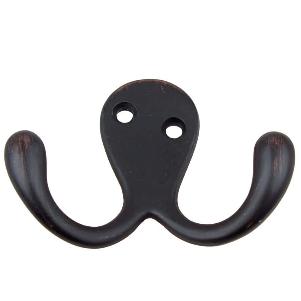 GlideRite 2 in. Oil Rubbed Bronze Octopus Double Hooks (10-Pack)