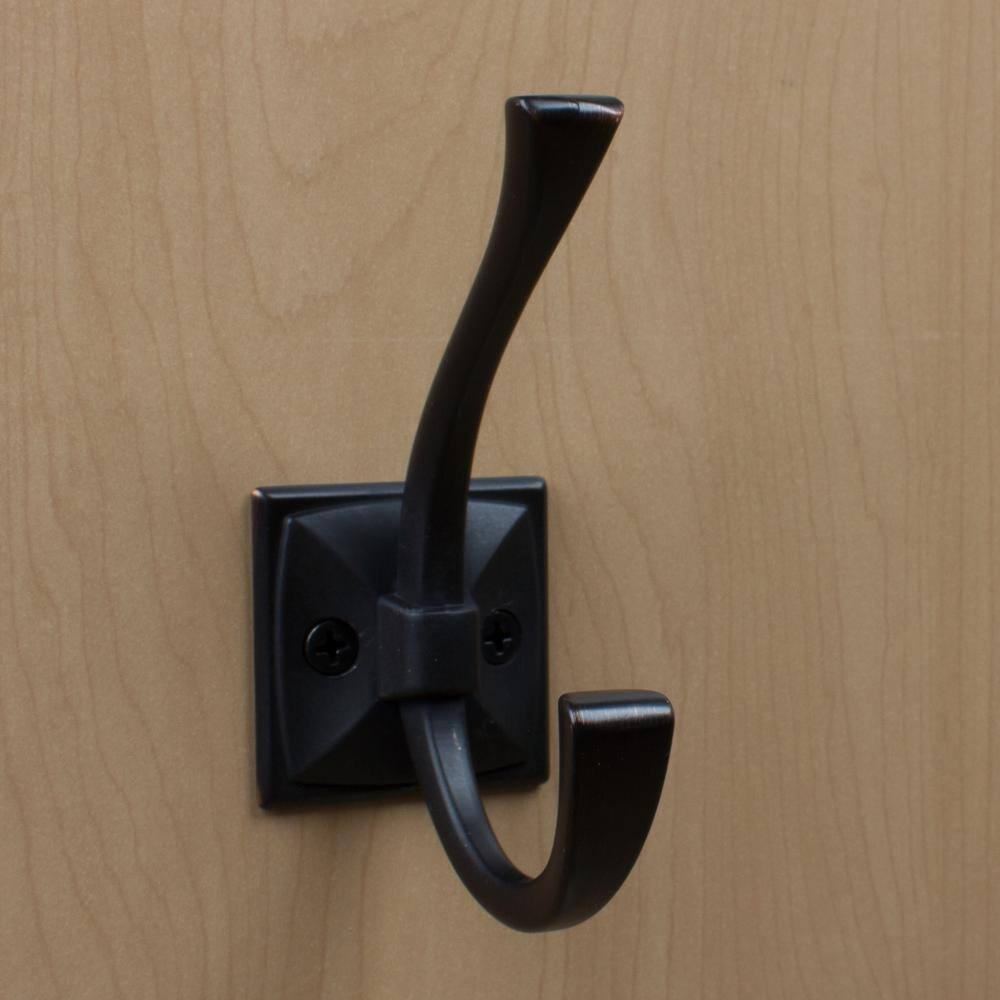 GlideRite 4-1/4 in. Oil Rubbed Bronze Decorative Flared Double-Prong Coat Hooks (10-Pack)