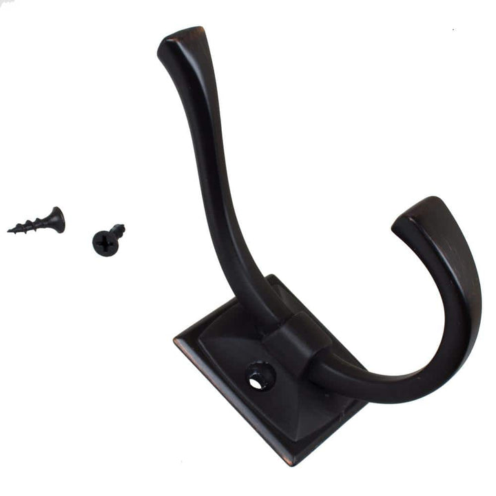GlideRite 4-1/4 in. Oil Rubbed Bronze Decorative Flared Double-Prong Coat Hooks (10-Pack)